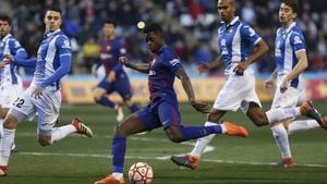 Dembélé, en una acción del partido.