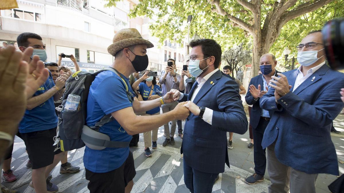 El president de la Generalitat, Pere Aragonés, rep a Jordi Turull en la seva primera visita com a cap de l&#039;Executiu a Manresa