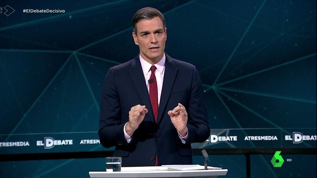 El presidente del Gobierno, Pedro Sánchez, durante el debate.