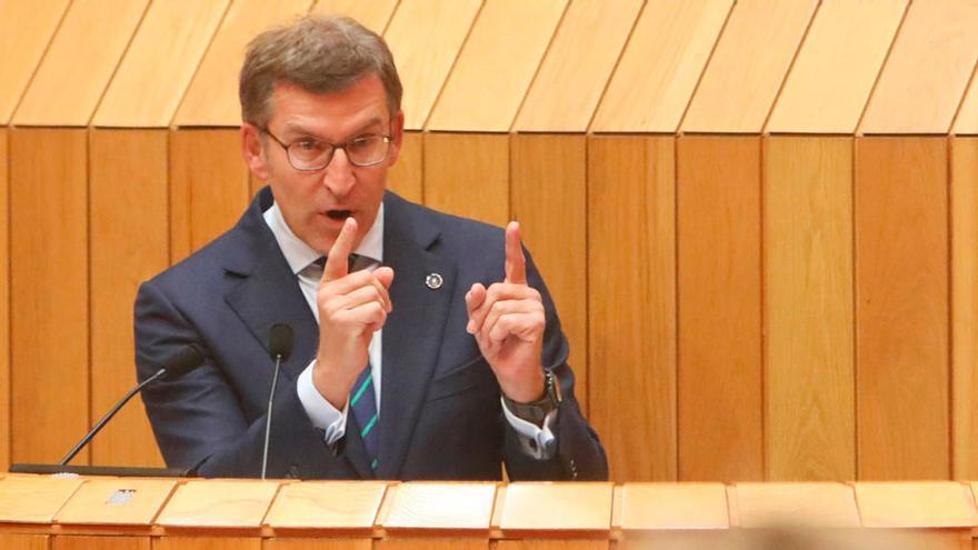 Alberto Núñez Feijóo en su intervención en el Parlamento de Galicia // Xoan Alvarez