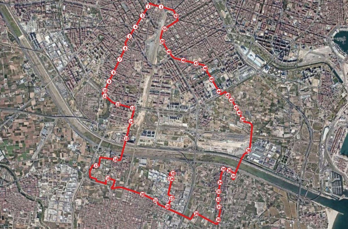 Aspecto de la línea 9, que conectará los pueblos con el centro, Russafa y Patraix