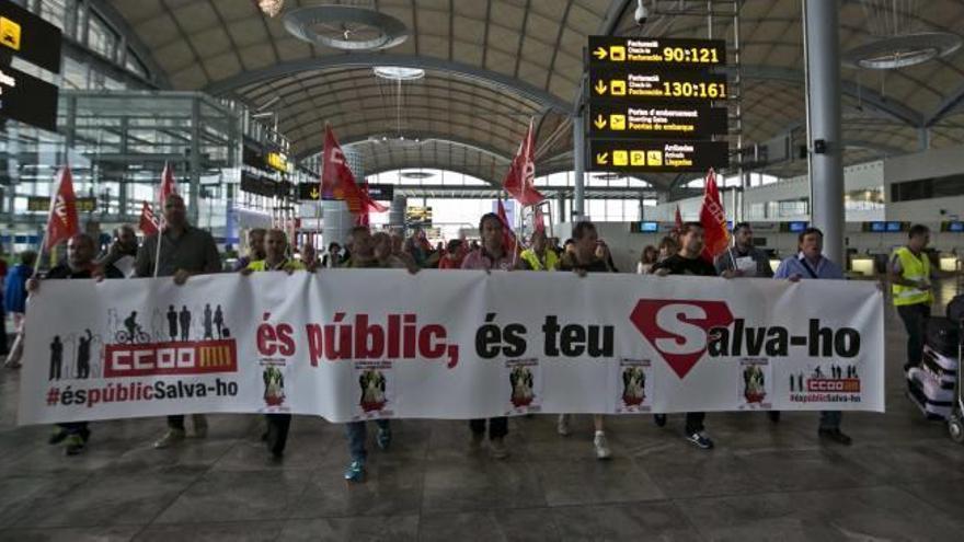 Protesta sindical en El Altet, en imagen de archivo.