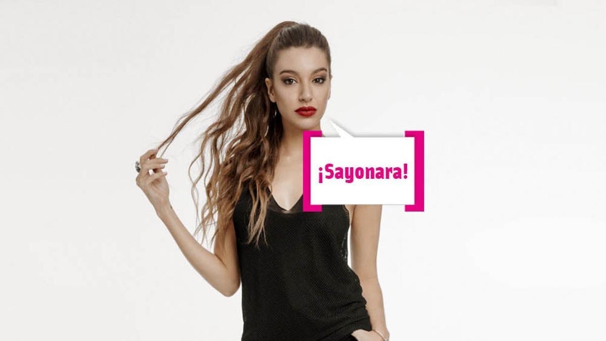 Ana Guerra vestida de negro con bocadillo de &quot;Sayonara&quot;