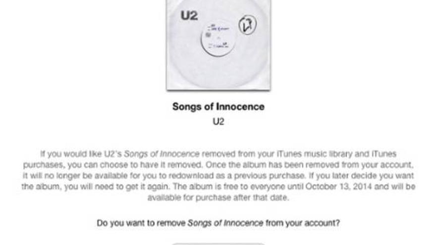 Apple da marcha atrás y permite borrar el disco de U2 de iTunes