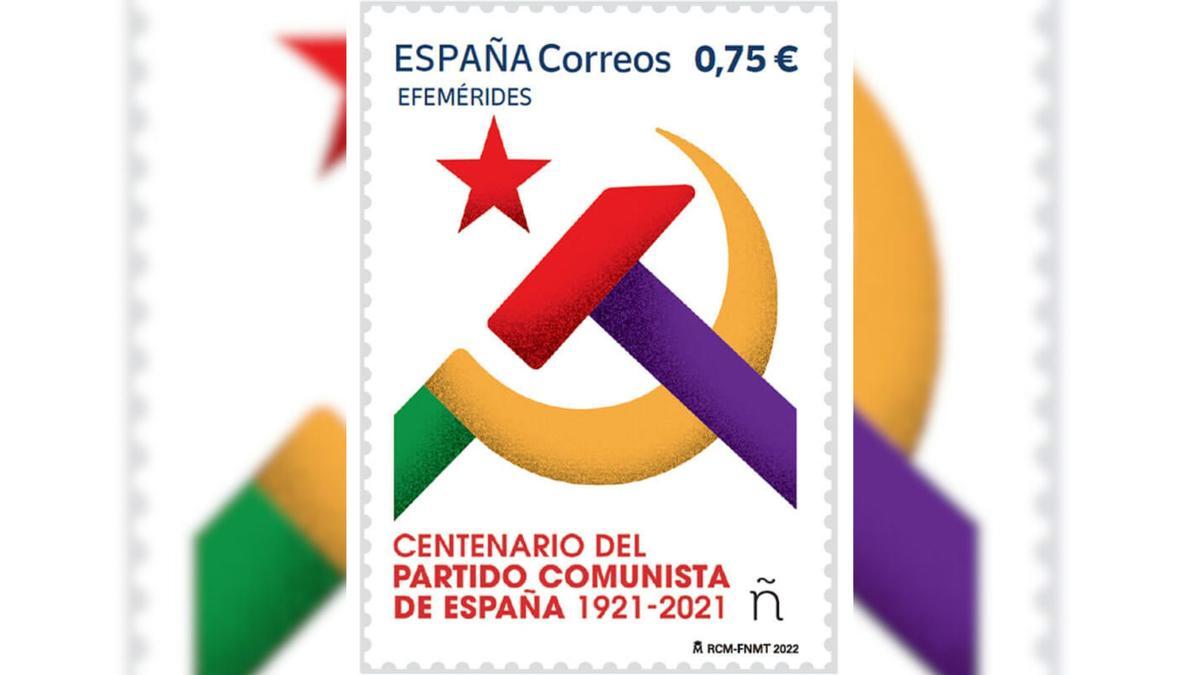El segell commemoratiu pel centenari del partit Comunista