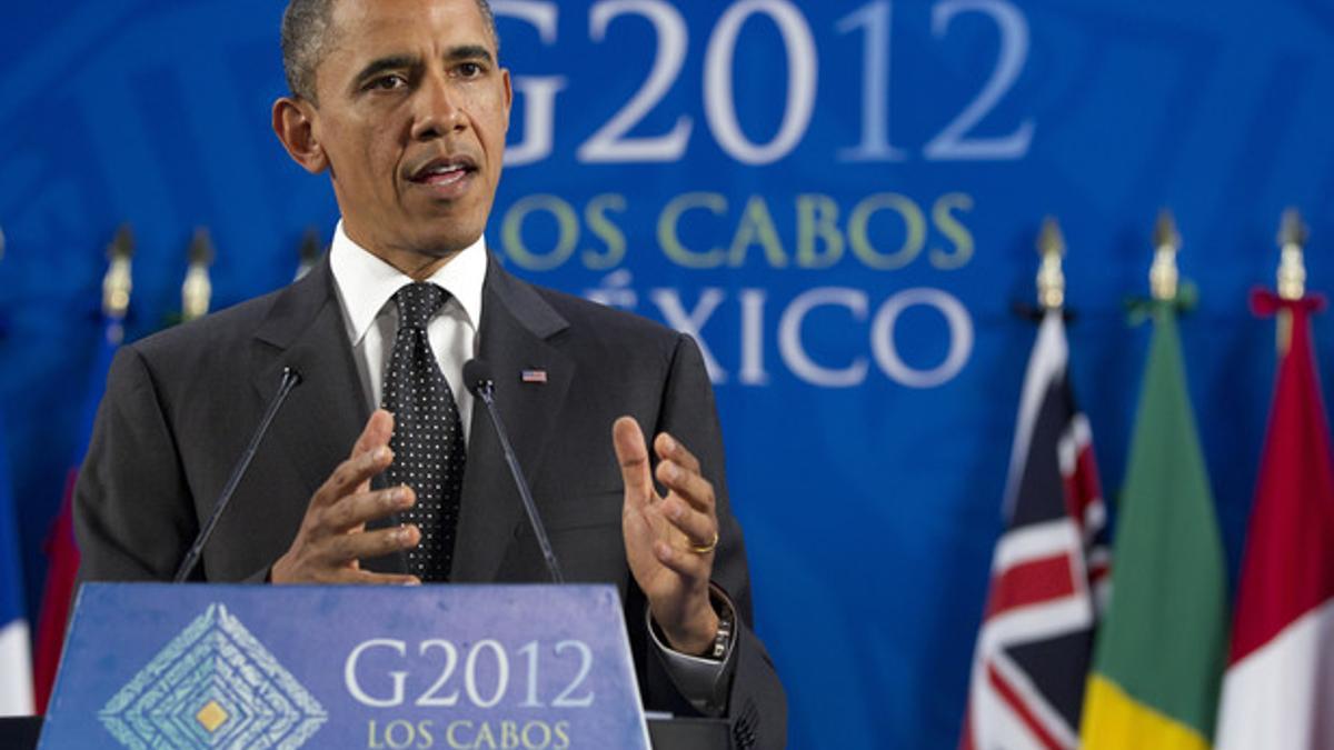 Barack Obama, durante su rueda de prensa al término de la cumbre del G-20, el martes en Los Cabos.
