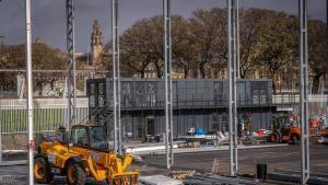 Terreno donde estaba ubicada la base del equipo británico Inneos de la Copa América de vela,junto al antiguo Imax,para dejar libre la parcela este marzo.