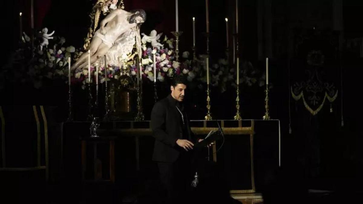 Cacho, durante el pregón de Las Angustias en Zamora.