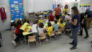 Un grupo de alumnos durante una clase en una escuela de Barcelona.