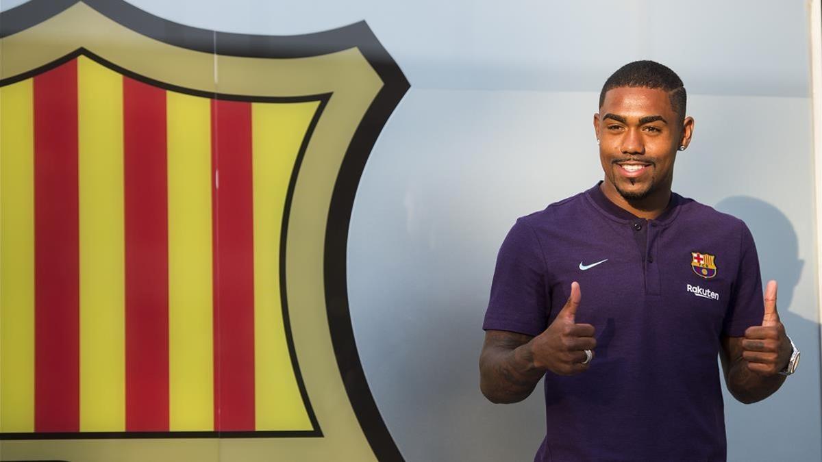 Malcom, en las oficinas del Barça.