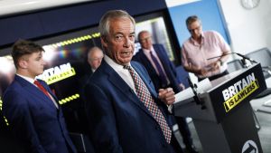 El líder de Reform UK, Nigel Farage, durante una rueda de prensa el pasado 4 de agosto.