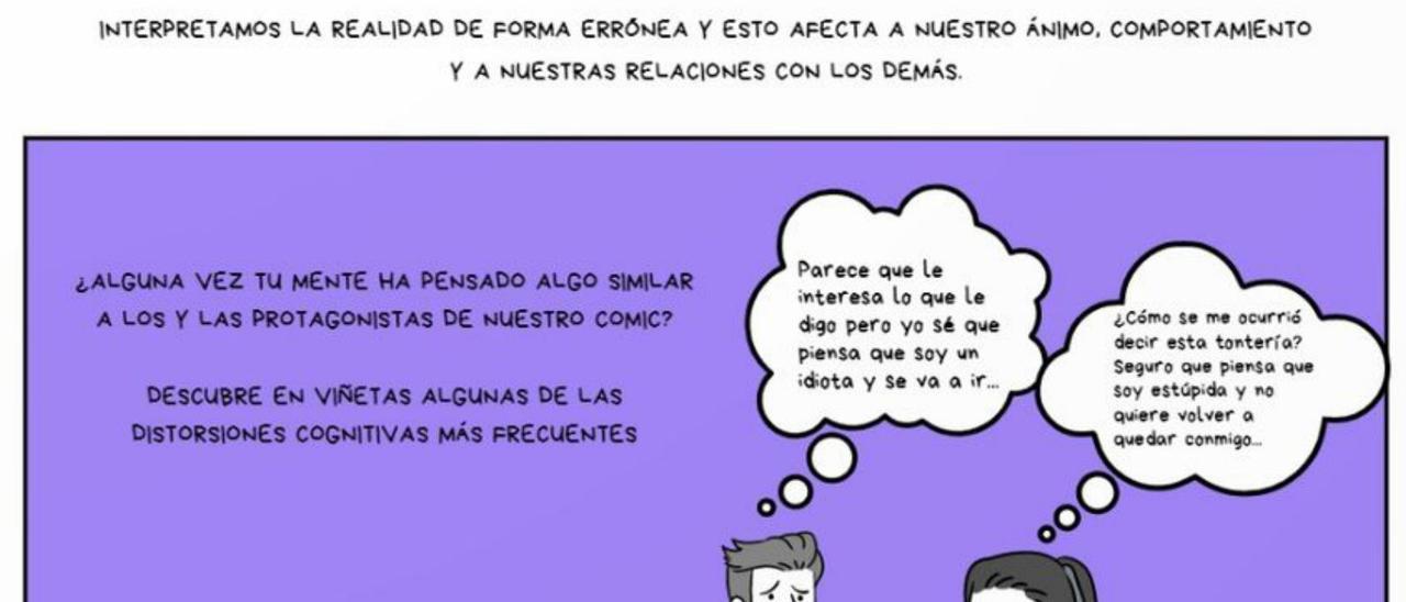 Una de las imagenes de la web en la que habla de las distorsiones cognitivas en forma de cómic.