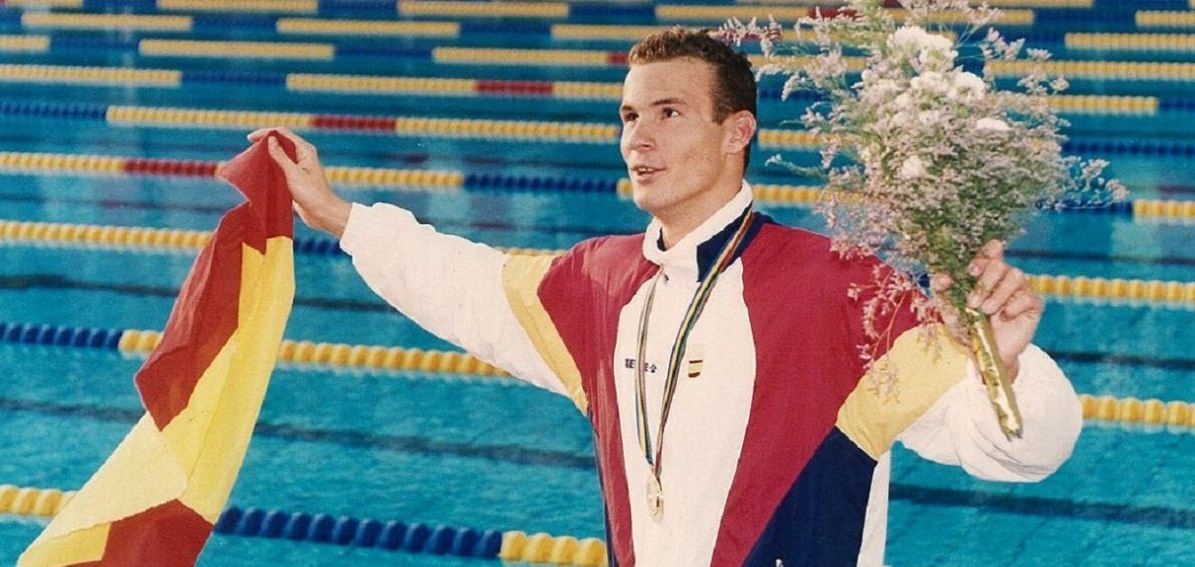 Martín López Zubero, con su primera y única medalla de oro olímpica