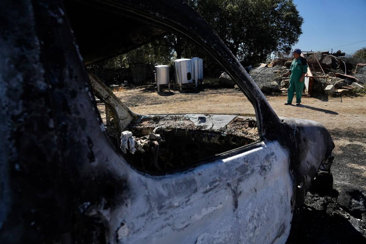 GALERÍA | El paso del fuego por Mámoles arrasa la explotación de Alfredo Fernándes