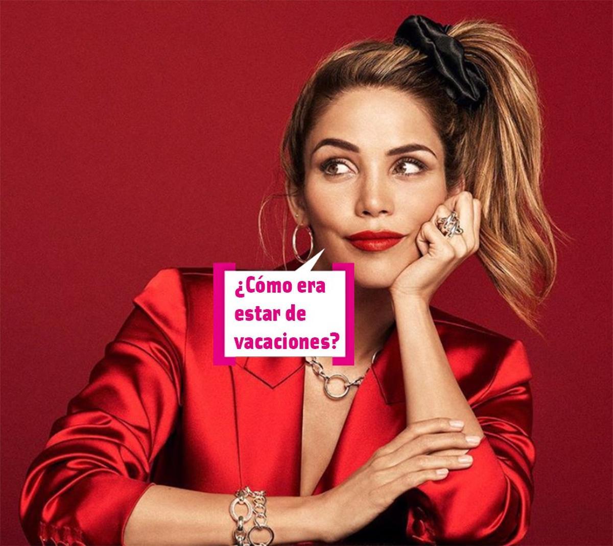 Rosanna Zanetti vestida de rojo y bocadillo: "¿Cómo era estar de vacaciones?"