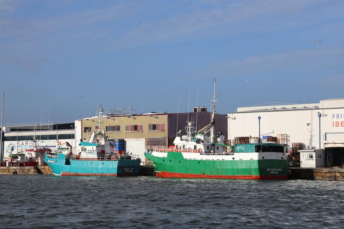 Barcos portugueses amarrados en los muelles de O Berbés