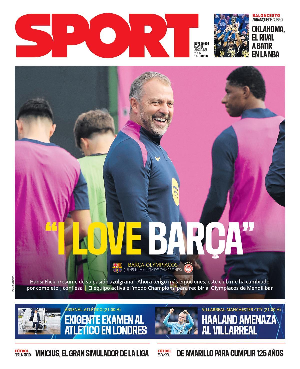 Esta es la portada de SPORT de hoy martes, 21 de octubre de 2025