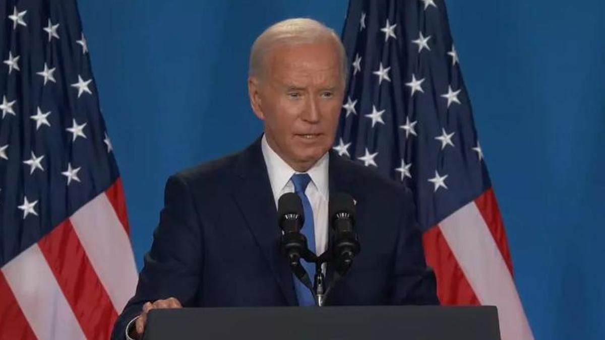 Joe Biden, en la conferencia de prensa de hoy.