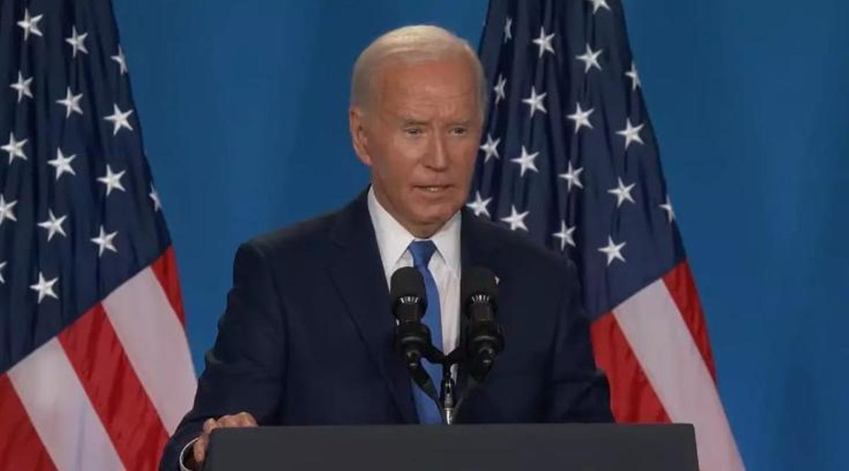 Joe Biden, en la conferencia de prensa de hoy.