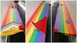 Vinilos del Orgullo LGTBI maltrechos en el metro de Barcelona