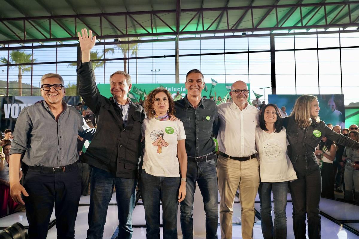 MLG (Estación de Cártama) 01-05-2026.-El presidente del Gobierno, Pedro Sánchez, junto a la candidata para la Junta de Andalucía, María José Montero, iniciaron la campaña del próximo 17M en la Estación de Cártama