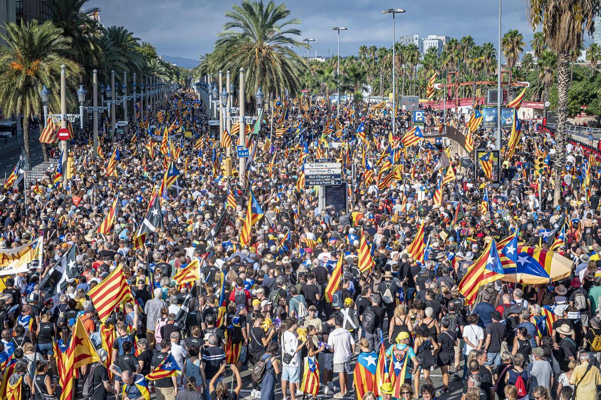 Barcelona 06-09-2022 Política. Diada, manifestación de la ANC del Paralel Paralelo hasta la Estació de França. Zona: Paseig de Colón. AUTOR: MANU MITRU.