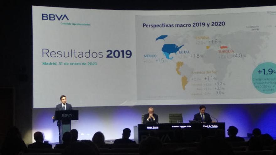 El presidente de BBVA, Carlos Torres, presenta los resultados de 2019.