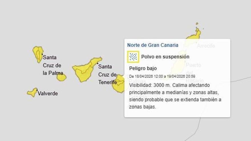 La Aemet alerta de más calima en Canarias durante el domingo: estas son las islas con peor calidad de aire