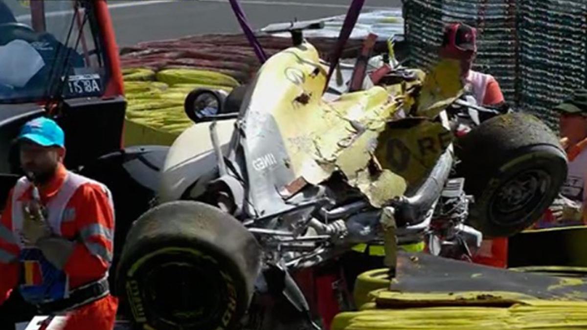 Así quedó el Renault de Magnussen en Spa