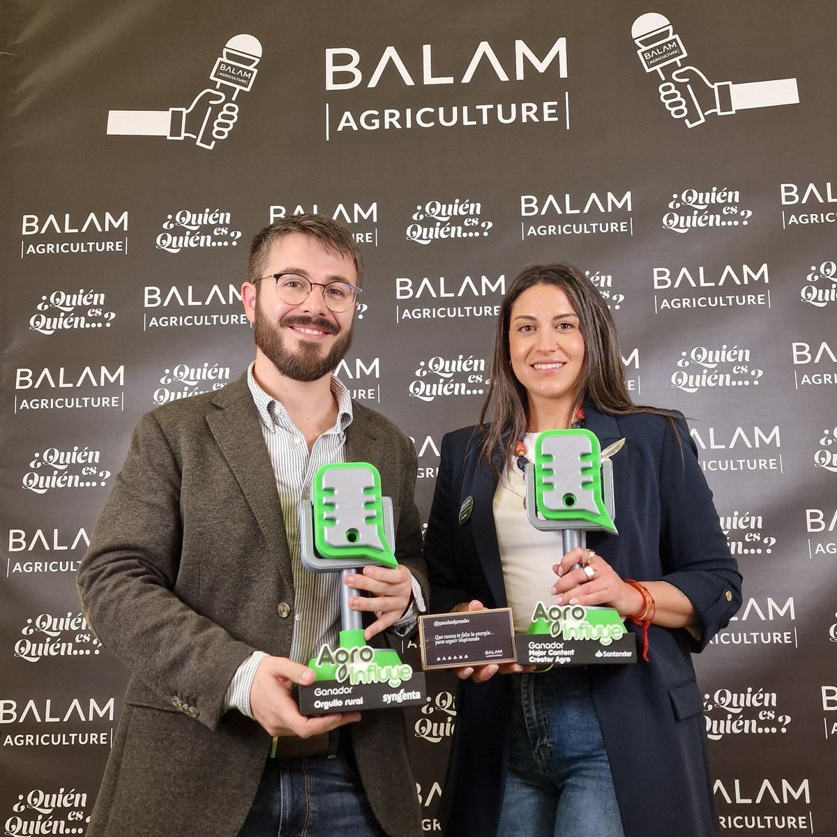 Daniel Marfil junto a Paula de Prado, doble premiada en los premios Agroinfluye 2025.