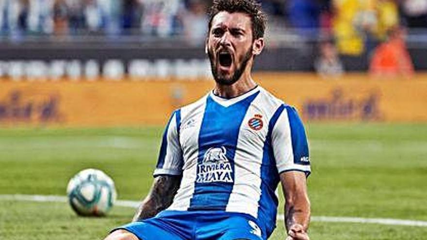 L&#039;argentí Facundo Ferreyra celebra el primer gol de l&#039;Espanyol