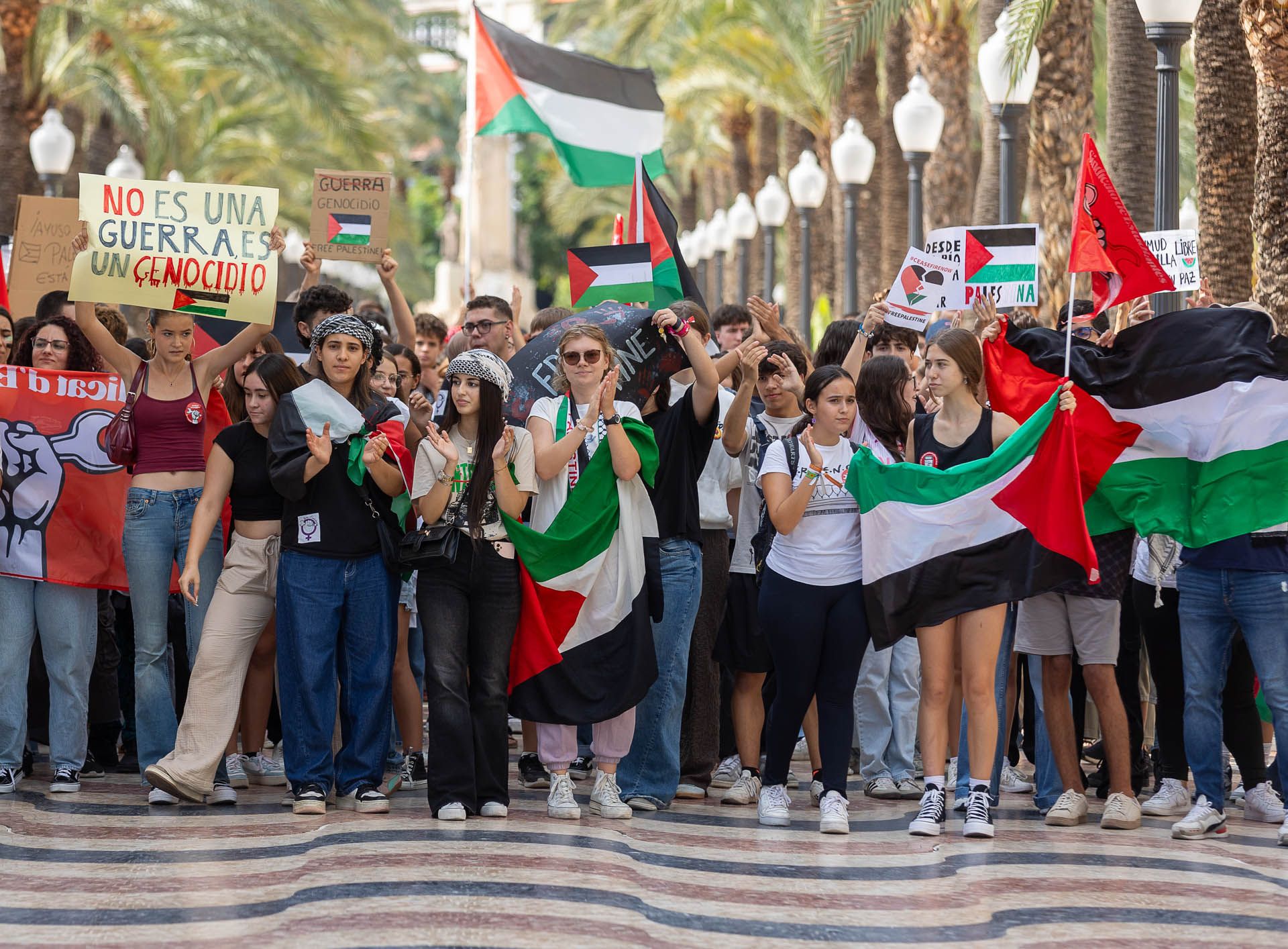 Estudiantes en defensa de Palestina por las calles de Alicante