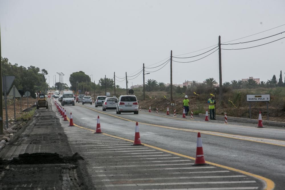 Las obras de la carretera de Santa Pola, en imágen