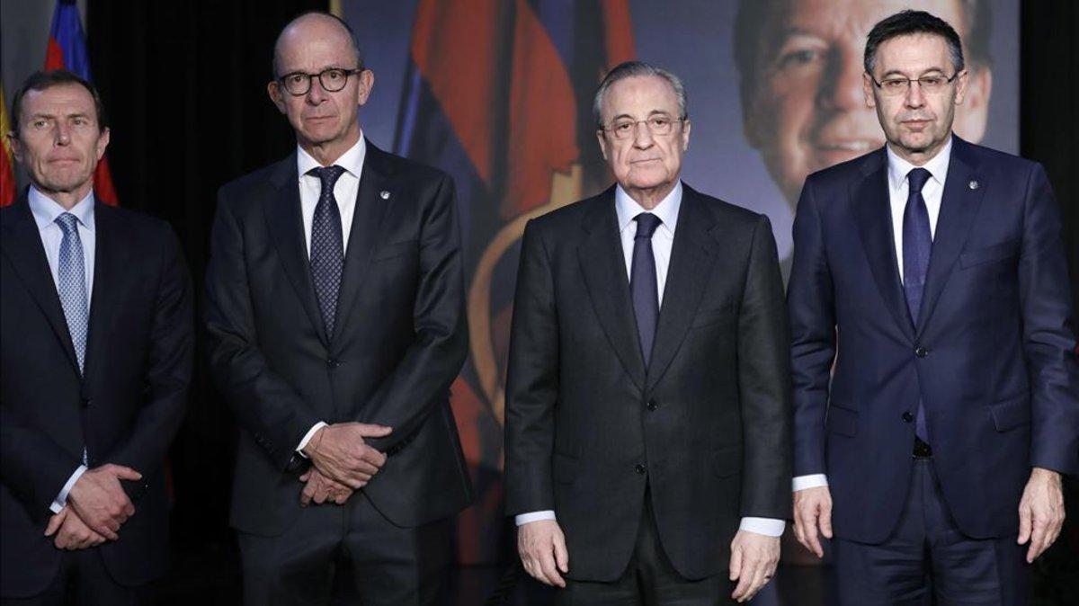 Butrageño, Cardoner, Florentino Pédrez y Bartomeu se fotografiaron en el Espacio Memorial