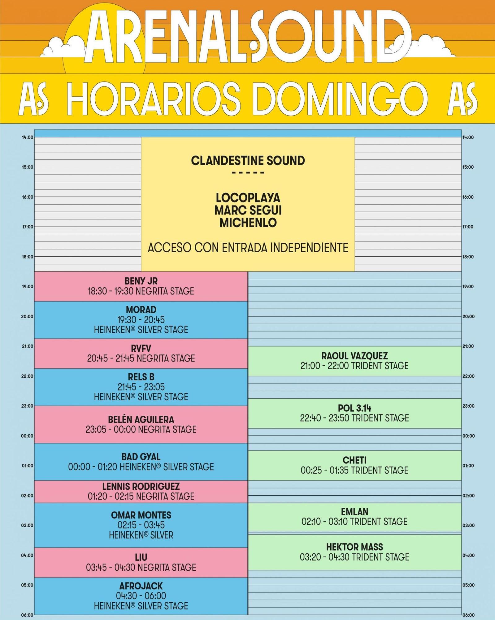 Programación del Arenal Sound para el domingo 7