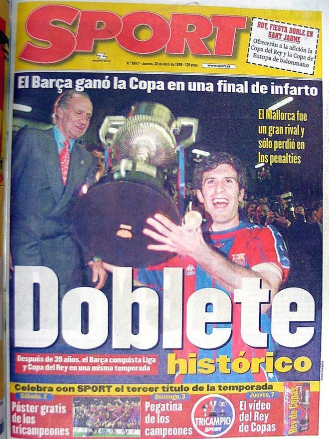 1998 - El Barcelona conquista la Copa del Rey en un histórico doblete, junto a la Liga