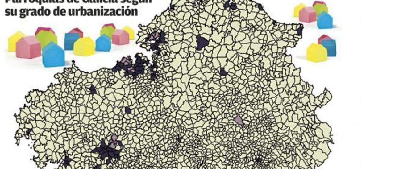 Casi  dos millones de gallegos viven en apenas el 6% del territorio