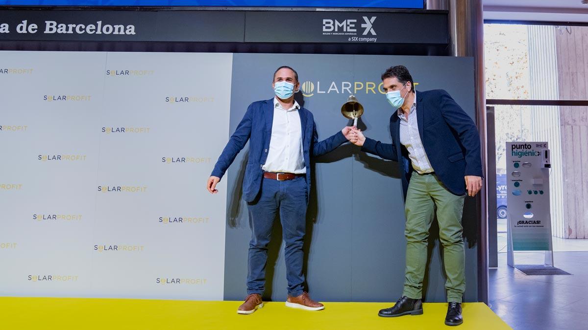 Toque de campana del estreno del grupo Solarprofit en la Bolsa de Barcelona