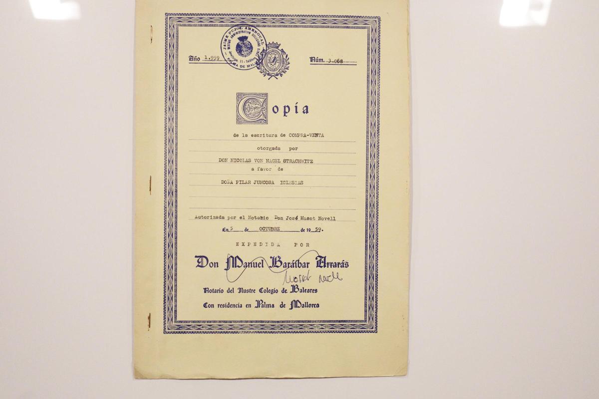 Copia de la escritura de compra-venta de Son Boter en 1959.