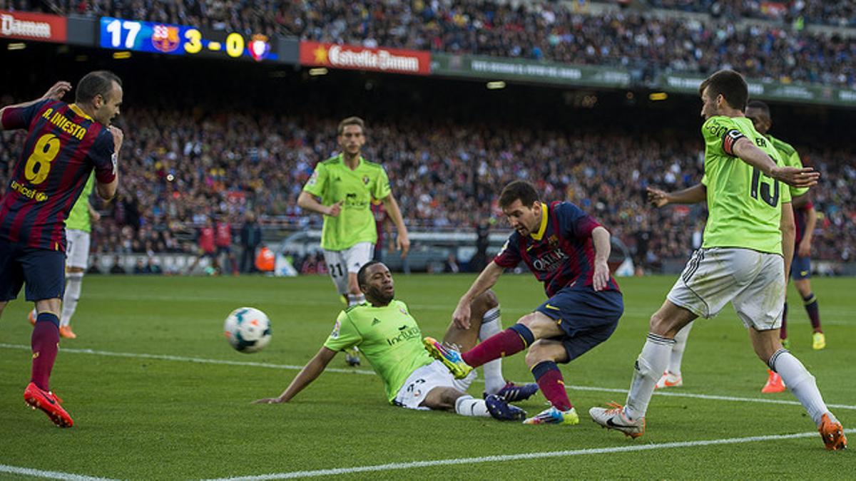 Messi supera a Loties y anota por segunda vez ante Osasuna, batiendo así el récord de goles de la historia azulgrana