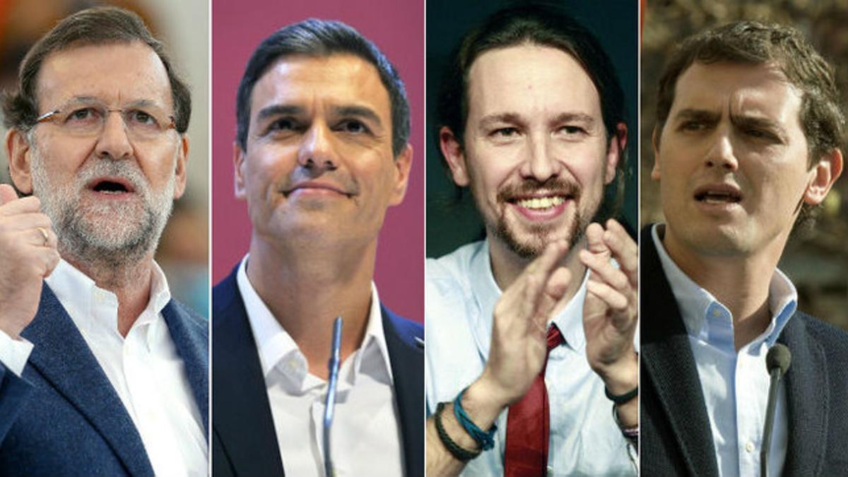 Combo Mariano Rajoy, Pedro Sánchez, Pablo Iglesias y Albert Rivera