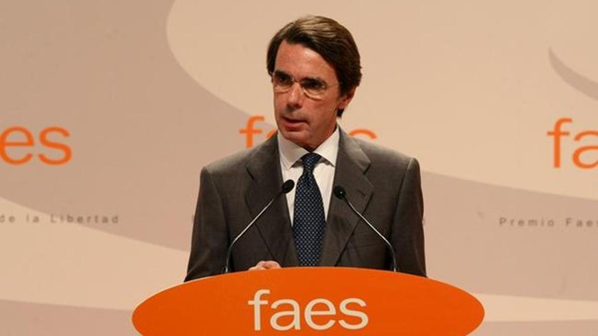 El exjefe del Ejecutivo, José María Aznar, en un acto de la FAES, que preside, el pasado 24 de octubre en Madrid. DAVID CASTRO
