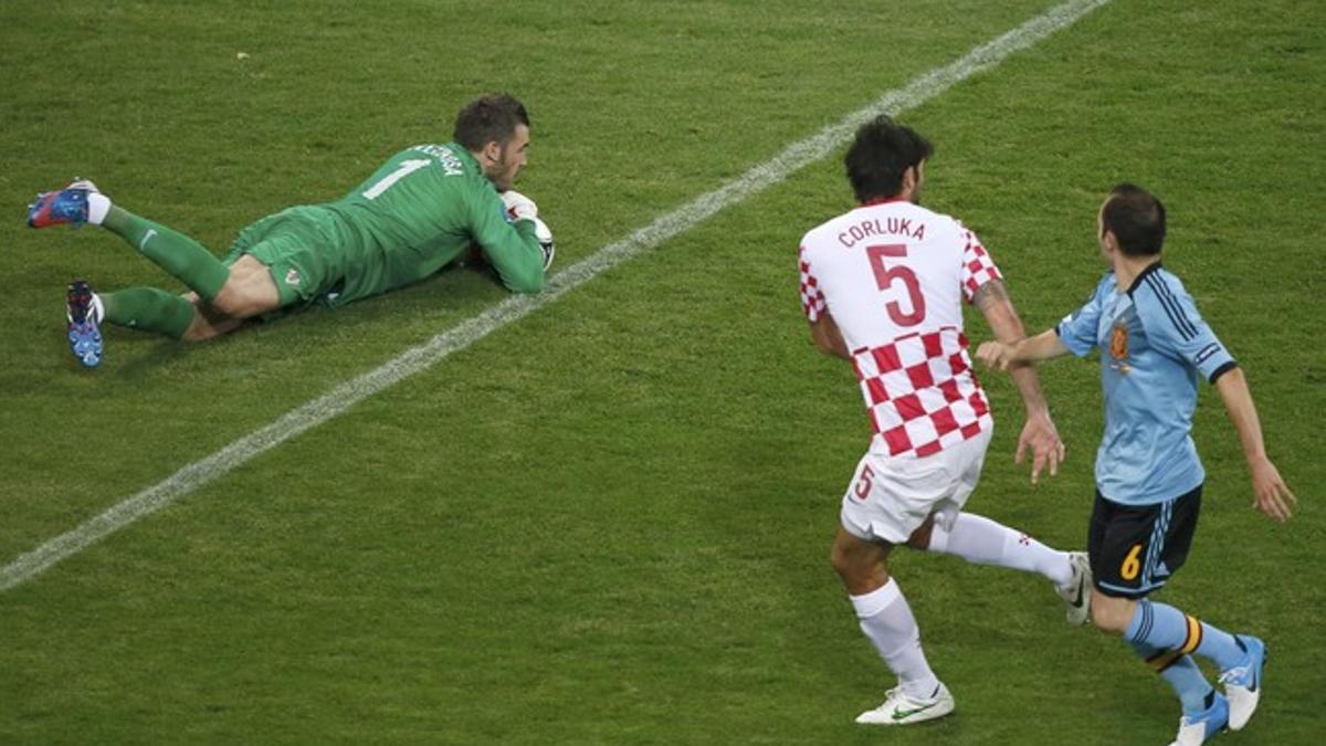Un momento del partido Croacia-España.