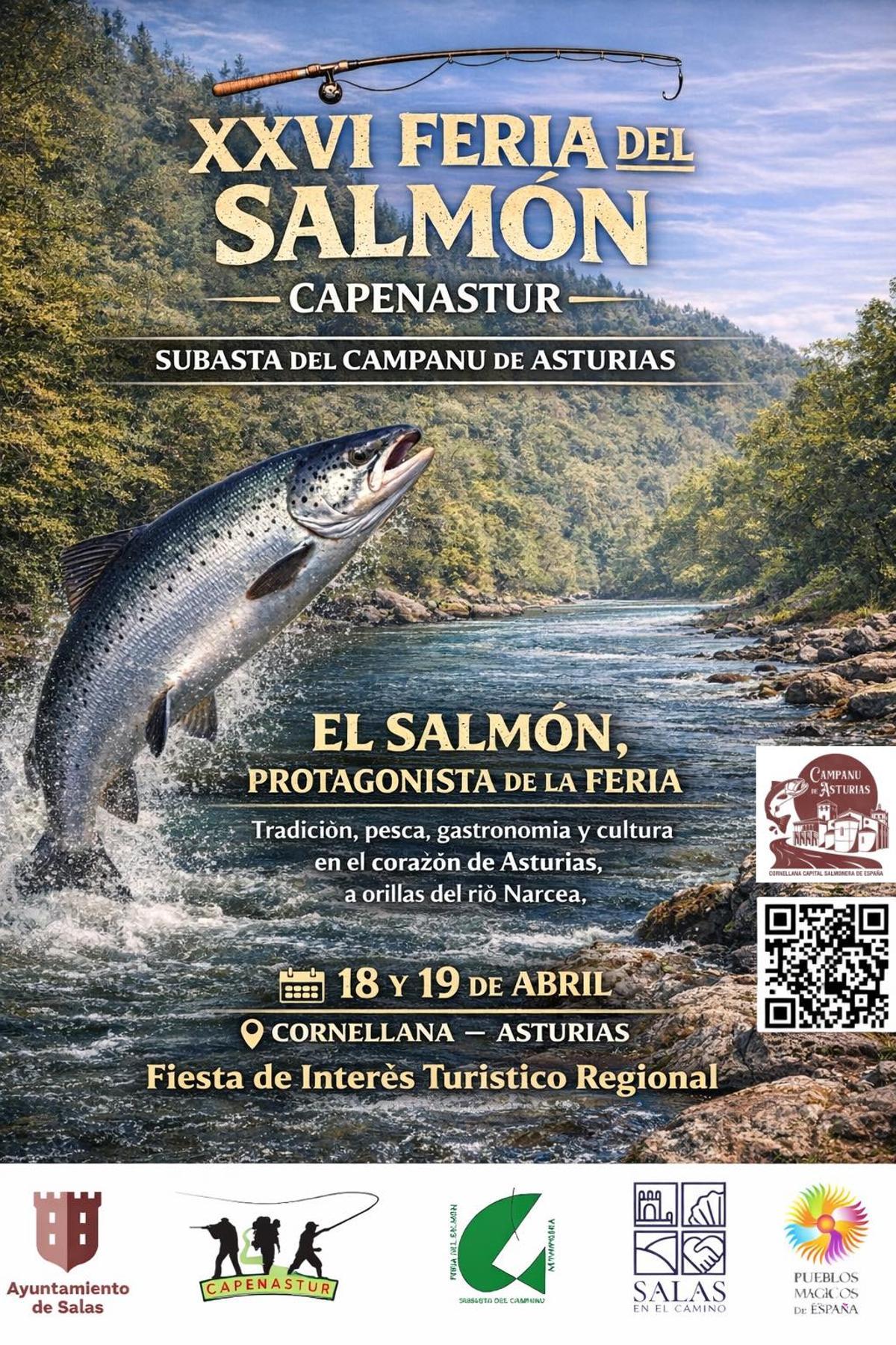 Cartel oficial de la 26.ª edición de la feria del salmón de Cornellana.