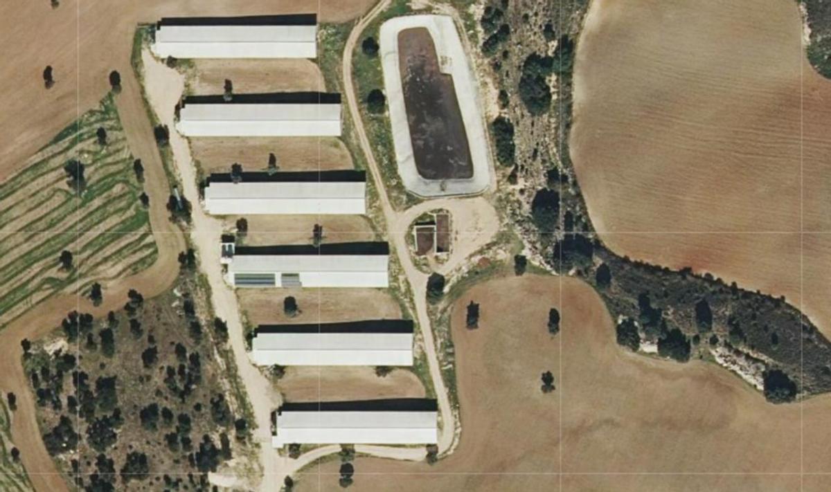 Vista aérea de Huerta del Obispo cuya licencia ambiental ha anulado ahora la Justicia.