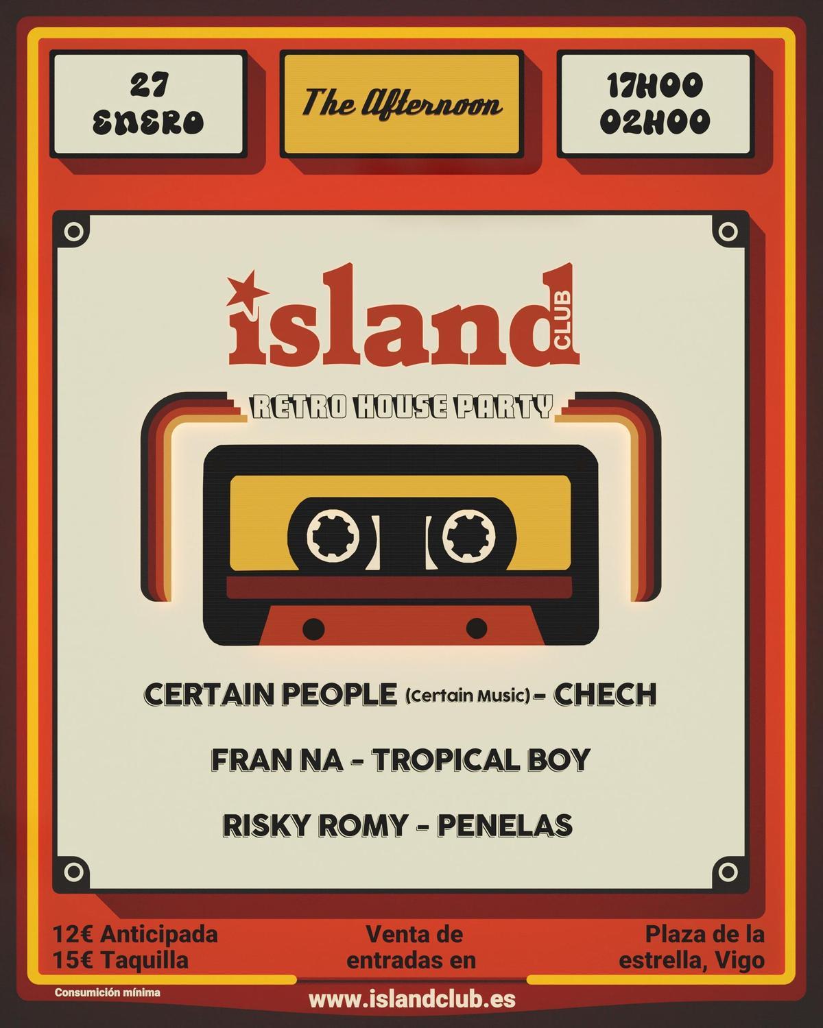 Cartel con la programación completa de la fiesta house.