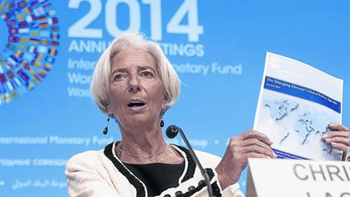 La directora gerente del FMI, Christine Lagarde, ayer, en Washington.