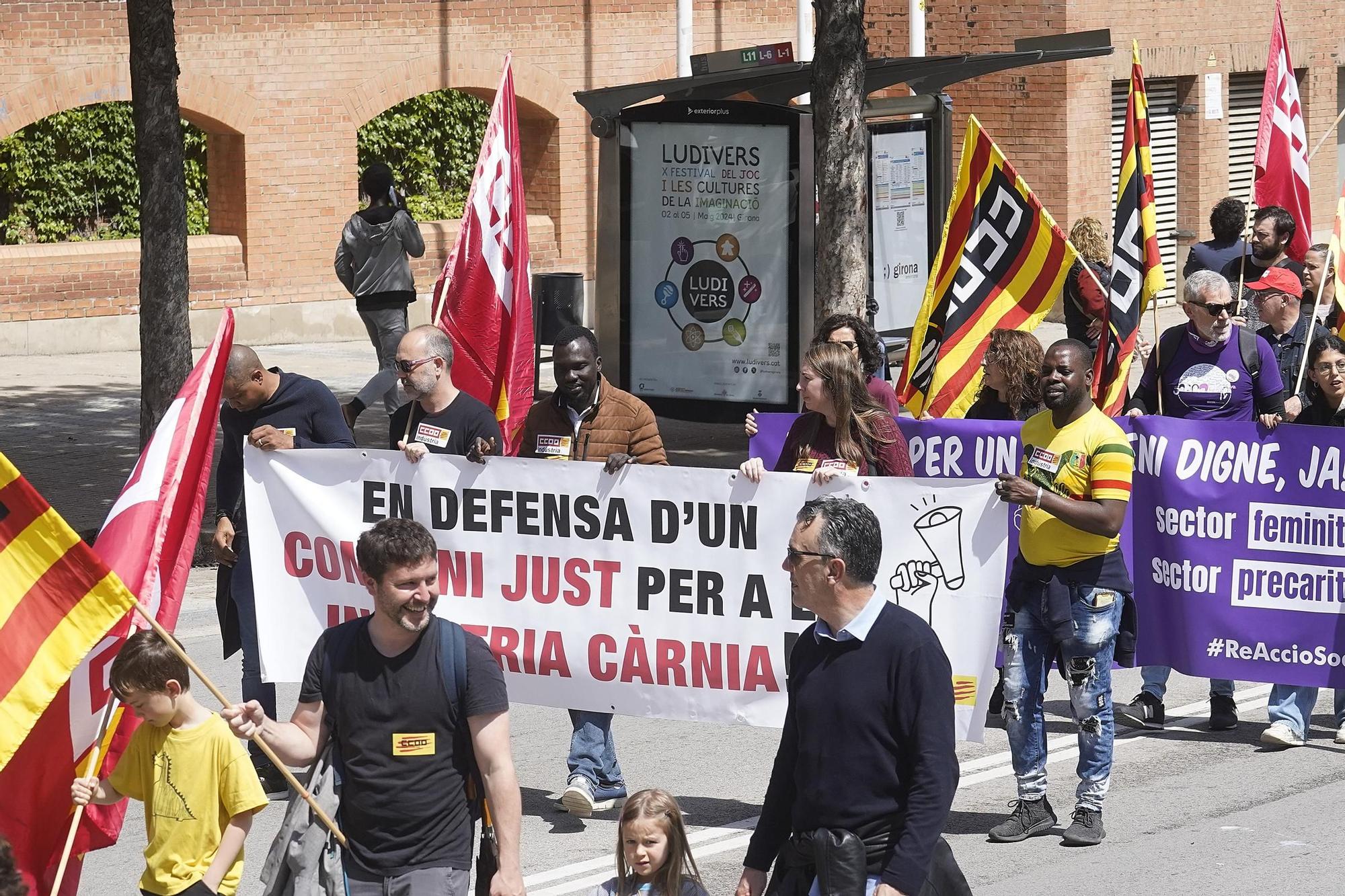 Les imatges de la manifestació de l'1 de maig a la ciutat de Girona