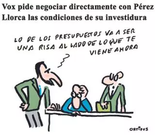 Vox pide negociar directamente con Pérez Llorca las condiciones de su investidura