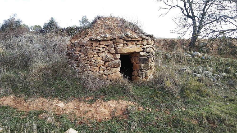 Pedra. Barraca de vinya és una construcció rural feta de pedra seca. Serveix d’aixopluc, per desar-hi eines, etc. A la imatge en tenim un bon exemple, i pels anys que té, estàmolt ben conservada.